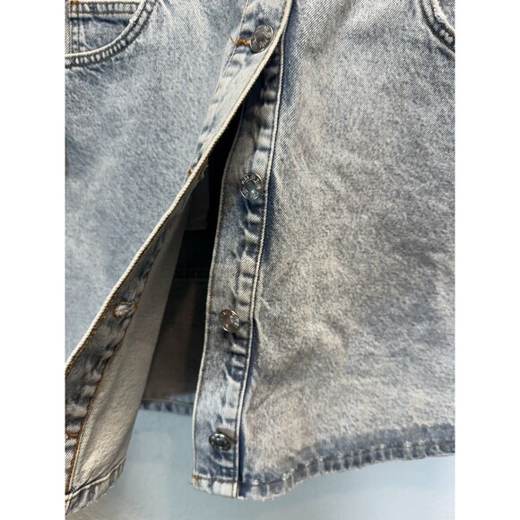 ZARA Denim Long Sleeve Button Up Jean Mini Dress Sz L Light Blue Wash w/ Pockets - Picture 10 of 16